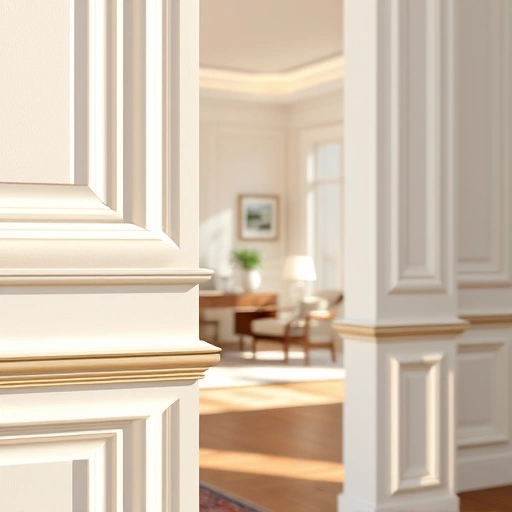 Completed molding and trim in Algonquin IL showcases intricate craftsmanship, elegant curves, and warm tones in a stylish room.
