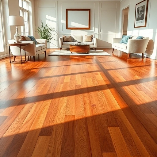 Gleaming hardwood floor in Algonquin IL with glossy finish, minimalistic decor, and natural light enhancing luxury.