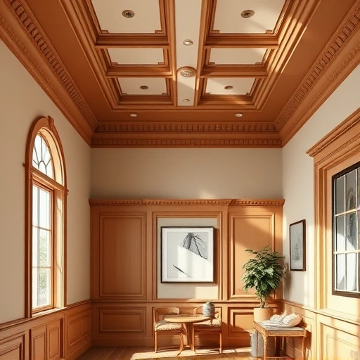 Completed Molding and Trim installation in Algonquin IL featuring crown molding and baseboards in a warm interior.