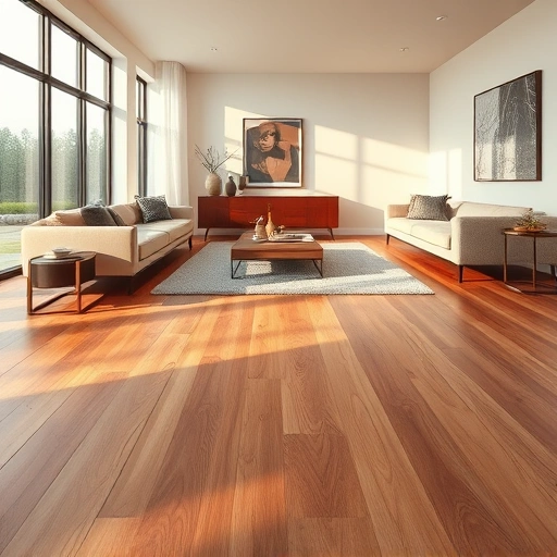 Hardwood flooring installation in a stylish living room with warm wood tones and elegant decor in Arlington Heights IL