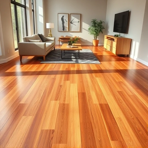 Completed hardwood flooring installation in East Dundee IL with warm wood tones, elegant decor, and natural light.