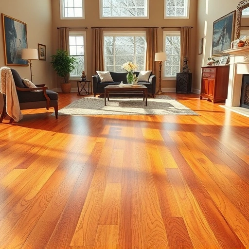 Custom hardwood flooring installation in a stylish living room with natural light and elegant decor in Hawthorn Woods IL.