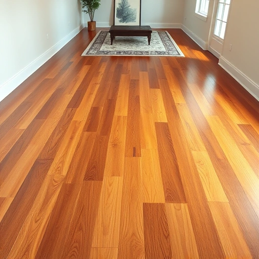 Custom hardwood flooring installation in Waukegan IL features warm tones and intricate grain patterns with modern decor.