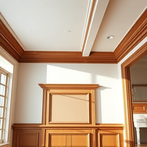 Completed molding and trim installation in a modern Algonquin interior, showcasing exquisite crown molding and baseboards.