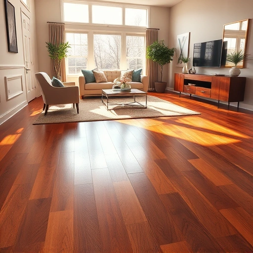 Custom hardwood flooring installation in an elegant Arlington Heights living room with modern decor and natural light.