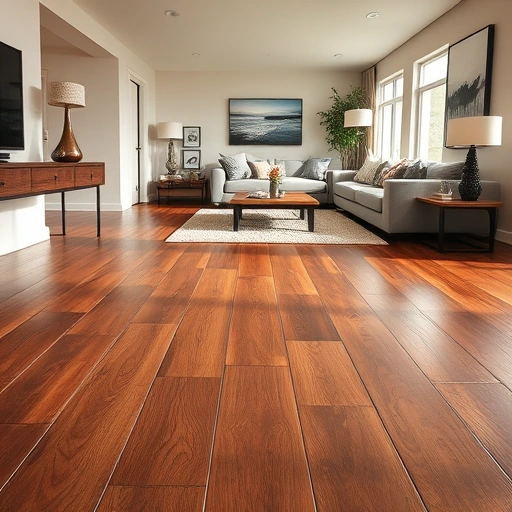 Hardwood flooring installation in a modern living room with dark oak planks and contemporary furnishings in South Elgin IL