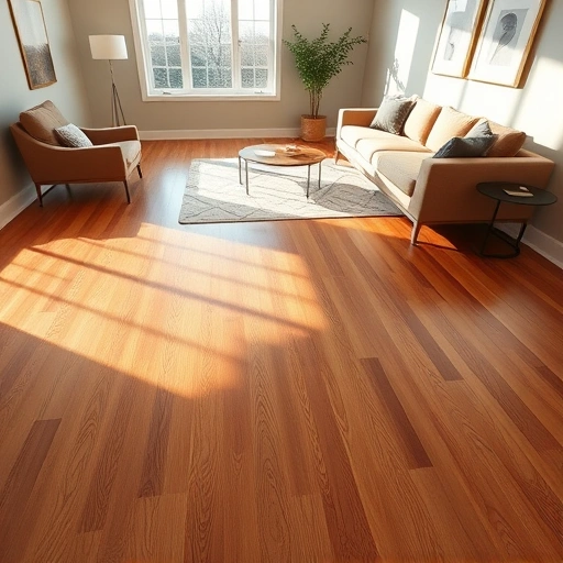 Custom hardwood flooring installation in Cary IL features warm tones, intricate grain patterns, and elegant minimalistic decor.