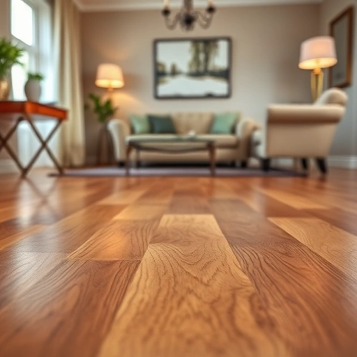 Hardwood floor dent repair in Algonquin IL showcasing seamless wood grain blend and rich textures in a cozy living room.