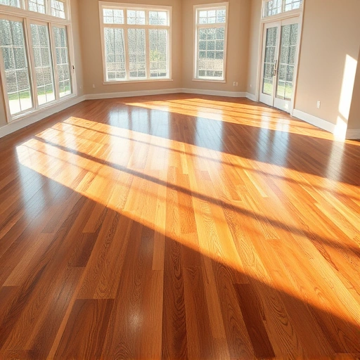 Spacious room in Algonquin IL with sunlight streaming on rich hardwood floors showcasing elegant grain patterns.