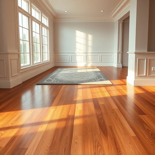 Custom hardwood flooring installation in Zion IL with polished planks and intricate grain patterns under natural light.