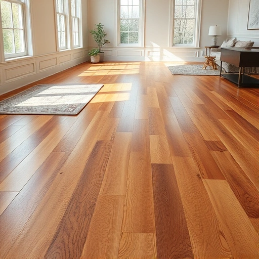 Custom hardwood flooring installation in Bartlett IL with rich polished planks and elegant decor highlights craftsmanship.