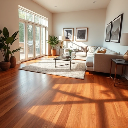 Hardwood flooring installation in a stylish Mt. Prospect living room with warm oak tones and elegant decor.