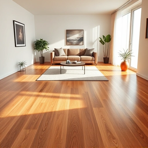 Hardwood flooring installation in a stylish Lake Zurich living room with oak texture and modern decor.