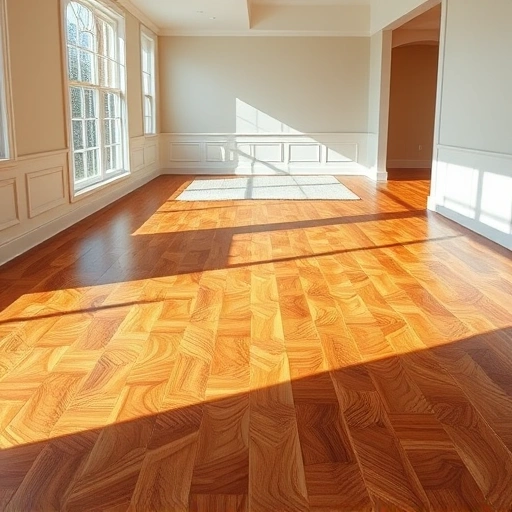 Custom hardwood flooring installation in Carpentersville IL with rich wood grains, elegant baseboards, and minimal decor.