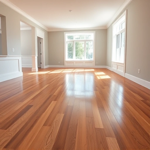 Spacious room in Algonquin IL showcasing polished hardwood floors with rich oak color and natural light.