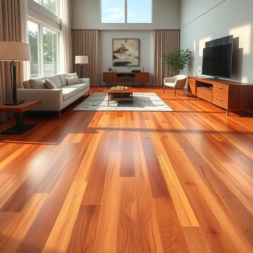 Custom hardwood flooring installation in Barrington IL showcases polished planks and elegant living room decor.