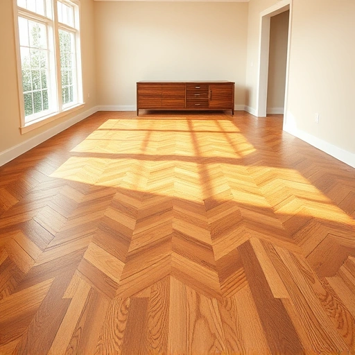 Hardwood flooring installation in Schaumburg IL features polished oak in herringbone pattern with warm honey tones.