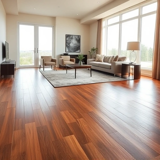 Hardwood flooring installation in a modern North Chicago living room with dark oak planks and natural light.