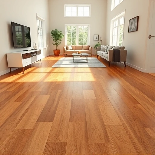 Custom hardwood flooring installation in Huntley IL featuring rich oak planks in a stylish, well-lit room.