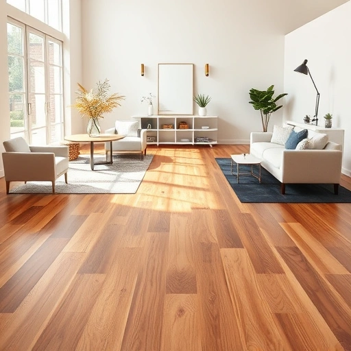Custom hardwood flooring installation in Hanover Park IL with warm wood tones, modern decor, and natural light.