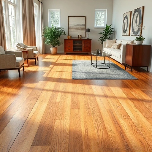 Restored hardwood floor in Algonquin IL, showcasing rich wood grain and elegant decor in a serene room setting.