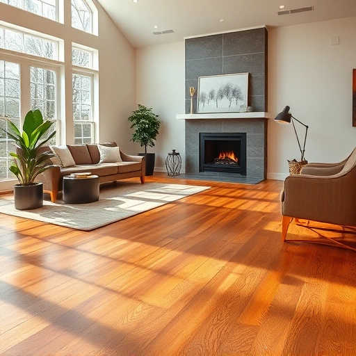 Custom hardwood flooring installation in a spacious Zion IL living room with elegant decor and natural lighting.