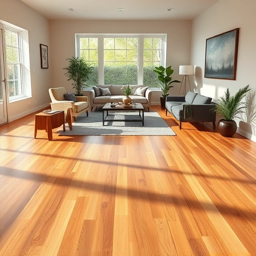 Hardwood flooring in a modern Lake Forest living room with rich oak tones, elegant furniture, and soft natural light.