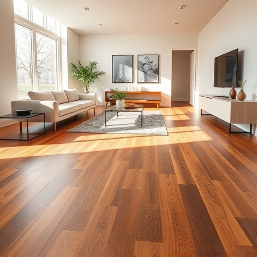 Custom hardwood flooring installation in Inverness IL features polished oak planks and modern elegant furnishings.