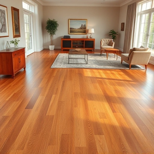 Custom hardwood flooring installation in Mt Prospect IL showcasing polished oak planks in a beautifully decorated room.