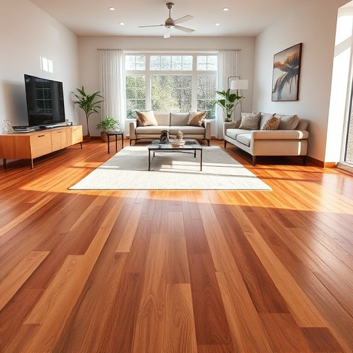 Beautifully finished hardwood floor in Algonquin IL, warm tones, modern decor, natural light, inviting atmosphere.