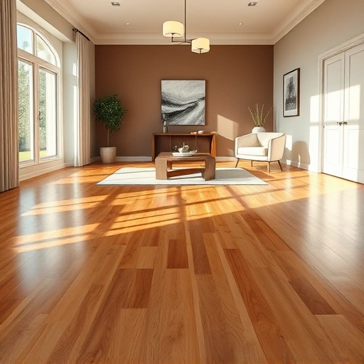 Beautifully refinished hardwood floor in Algonquin, IL, showcasing rich tones and a polished high-gloss finish.
