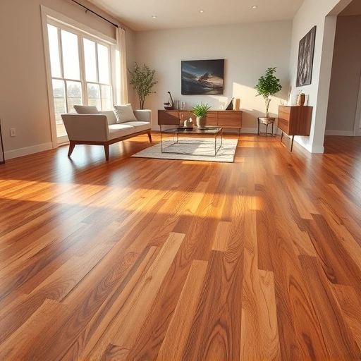 Glue-Down Hardwood Floor Installation in a modern Algonquin living room with polished wood and natural light.