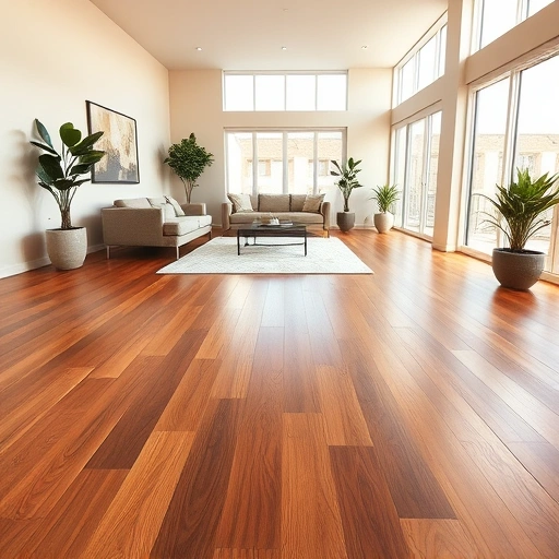 Hardwood flooring installation in a modern Rolling Meadows living room with warm oak tones and elegant decor.