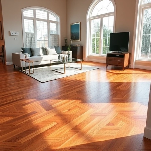 Custom hardwood flooring installation in Cary IL showcasing rich tones, intricate grain patterns, and a serene atmosphere.