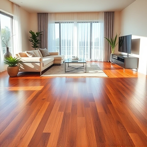Hardwood flooring shines in a stylish living room with modern decor and warm natural light in Arlington Heights IL.
