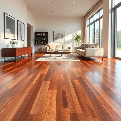 Custom hardwood flooring installation in Hanover Park IL featuring polished planks in an elegant living room setting.