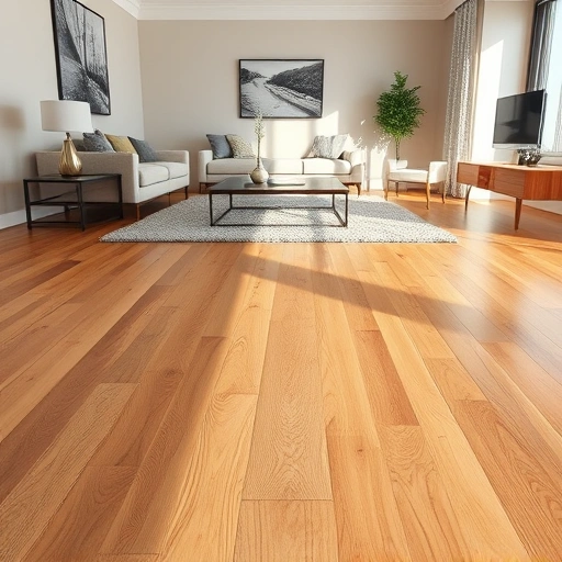 Flawless hardwood floor repair in Algonquin IL showcasing rich oak tones in a stylish living room setting.