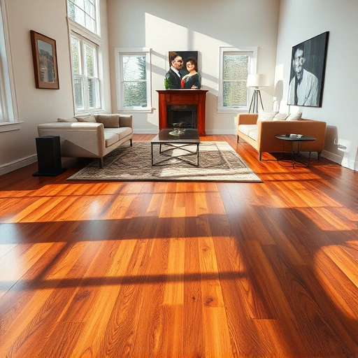 Custom hardwood flooring installation in a stylish Fox Lake room with polished wood, natural light, and elegant decor.