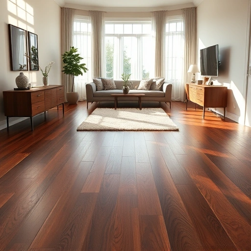 Custom hardwood flooring installation in Algonquin IL with dark planks, minimal decor, and natural light creating warmth.