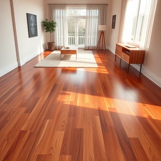 Custom hardwood flooring installation in Schaumburg IL showcasing polished planks, elegant baseboards, and minimal decor.