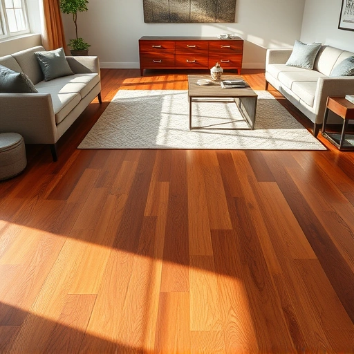 Hardwood floor scratch repair in Algonquin IL with restored wood grain, natural light, and a stylish living room setting.