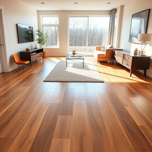 Custom hardwood flooring installation in Barrington IL showcasing polished oak planks in a modern living space.