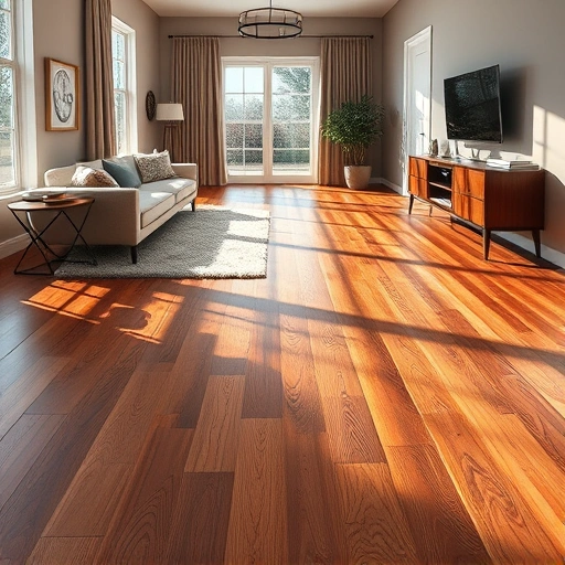 Custom hardwood flooring installation in East Dundee IL showcasing polished planks, minimal decor, and natural light.
