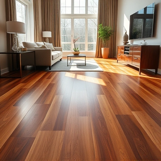 Hardwood floor color matching project in Algonquin IL with warm wood tones and modern decor in natural light.