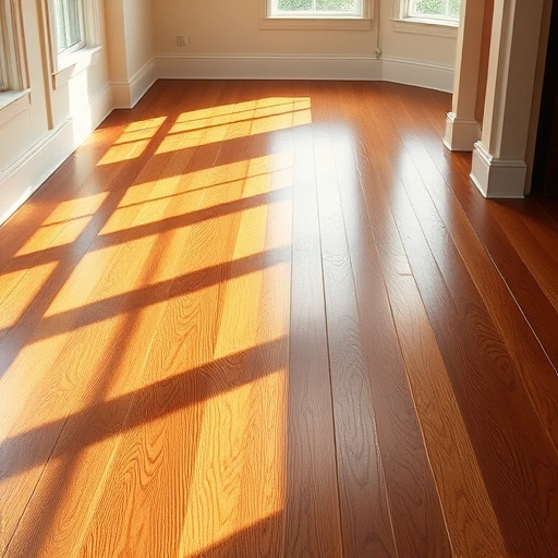 Hardwood flooring installation in Highland Park IL showcasing warm wood tones, intricate grain, and elegant trim details.