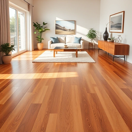 Custom hardwood flooring installation in Buffalo Grove IL with rich tones and intricate grain patterns in a serene room.