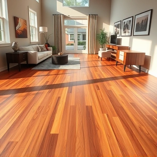 Hardwood flooring installation in Crystal Lake IL with polished wood, natural light, and modern decor accents.
