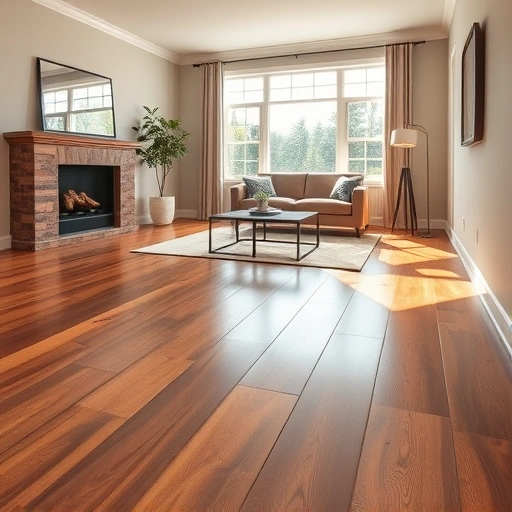 Custom hardwood flooring installation in a stylish East Dundee room with natural wood grains and elegant decor.