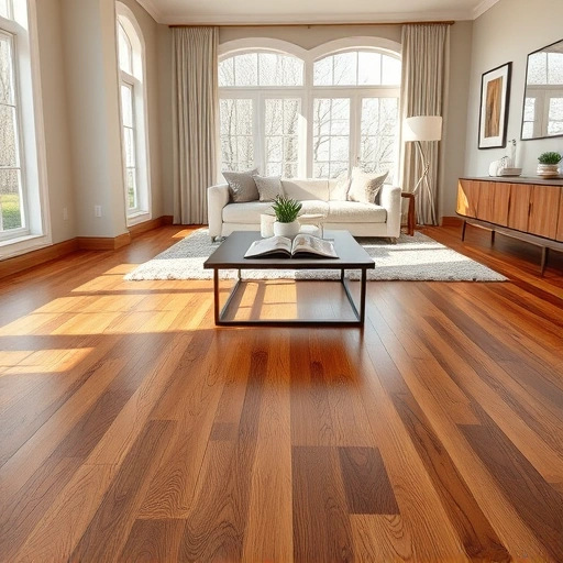 Polished oak hardwood flooring in a stylish Highland Park home with modern decor and natural light.
