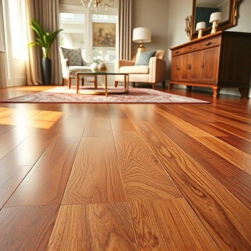 Hardwood floor patch repair in Algonquin IL showcasing seamless integration and rich wood tones in a cozy living room.